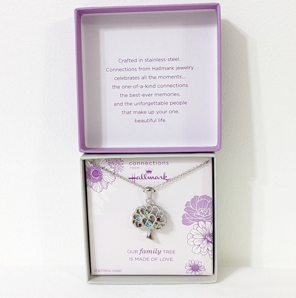 Crystal Tree Of Life Stainless Steel Pendant Necklace, NEW - Picture 2 of 4